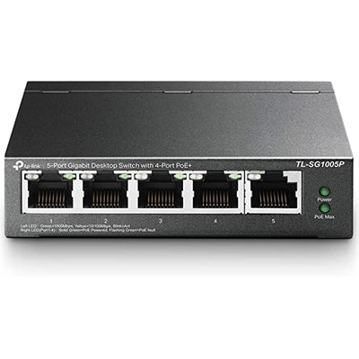 TP-Link TL-SG1005P 5-Port Gigabit PoE+ Switch 65W Metal Desktop TP-Link TL-SG1005P 5-Port Gigabit PoE+ Switch 65W Metal Desktop